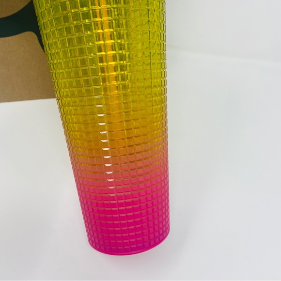NWT STARBUCKS Lemon Pink Ombre Grid Venti Tumbler - Picture 3 of 5